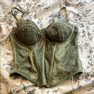 Garage Olive Green Lace Crop Top